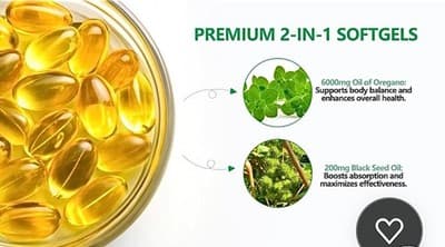 5-pack Acentialabs Wild Oregano Oil 6,000MG 120 Softgels Black Seed Oil Natural - Thumbnail 2