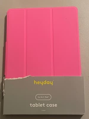 heyday Tablet Case for 10.2 iPad Pink Tri-Fold Smart Cover Clear Back - Image 1