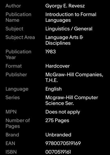 Introduction to Formal Languages (McGraw-Hill computer science series) - Image 1