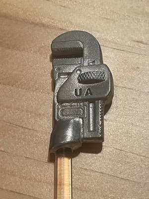HAABs pewter Pipe Wrench Stirrer swizzle stick UA Union pipefitters Collectible - Thumbnail 2