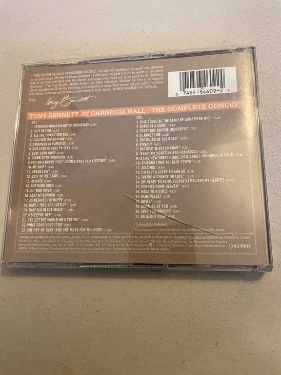 At Carnegie Hall June 9 1962: Complete Concert by Tony Bennett (CD, 1997) - Thumbnail 2