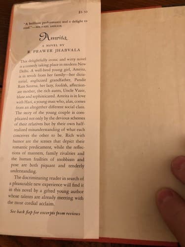AMRITA R Prawer Jhabvala 1st American Edition Hardcover 1956 - Thumbnail 2