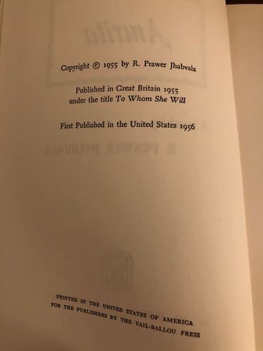 AMRITA R Prawer Jhabvala 1st American Edition Hardcover 1956 - Thumbnail 4