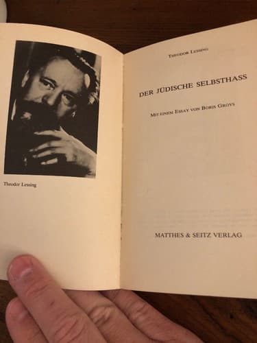 Der jüdische Selbsthass Theodore Lessing Mit einem Essay von Boris Groys 1984 SC - Thumbnail 3