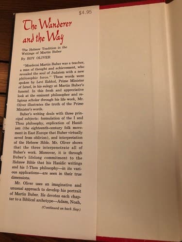 1st Edition Wanderer & the Way:Hebrew Tradition in the Writings of Martin Buber - Thumbnail 2