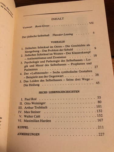 Der jüdische Selbsthass Theodore Lessing Mit einem Essay von Boris Groys 1984 SC - Thumbnail 5