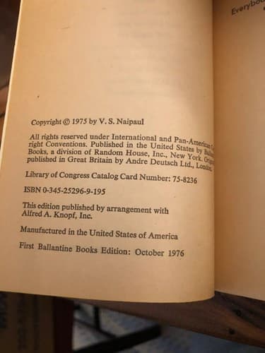 Guerrillas / V S Naipaul/ 1976 1st Pb Edition 1st Printing. Ballantine - Thumbnail 3