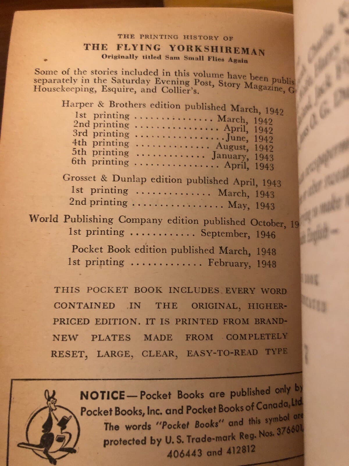 Flying Yorkshireman Nine Other Stories About Sam Small 1st Print 1st Pocket Ed. - Thumbnail 4