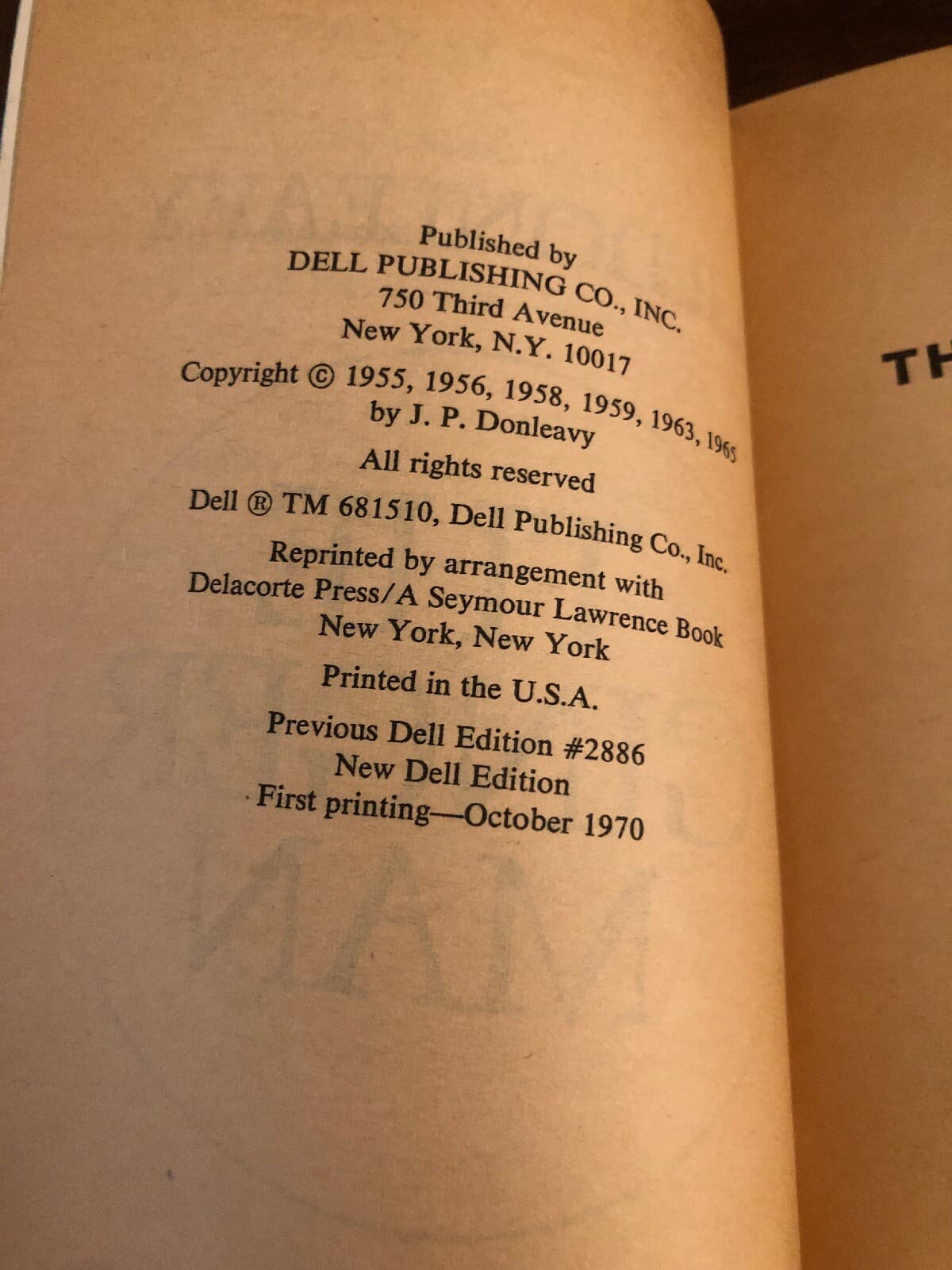 The Ginger Man J P Donleavy 1970 (was A Banned Book) Dell - Thumbnail 3