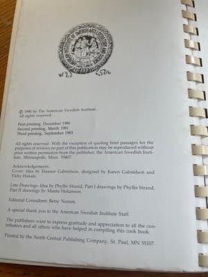 Var Sa God Cookbook American Swedish Institute 1980 Spiral-Bound Recipes Vintage - Thumbnail 7