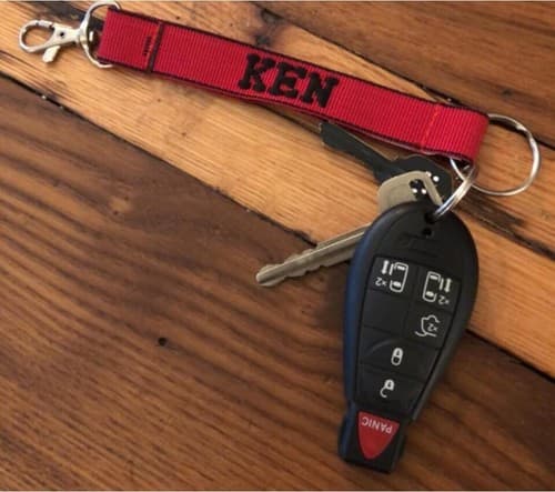 Personalized Embroidered Strap Key Rings Keychains with Attachment Clasp - Thumbnail 2