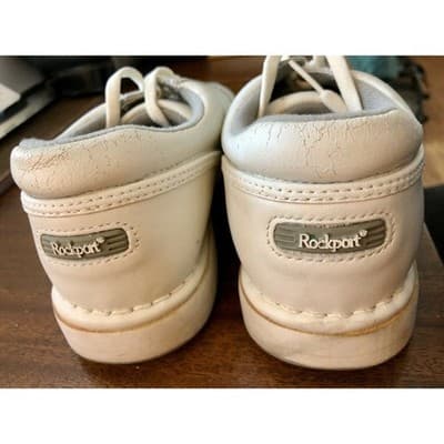 VG Rockport PROWALKER Women's 6M White Leather Walking Oxfords Shoes Sneakers - Thumbnail 4