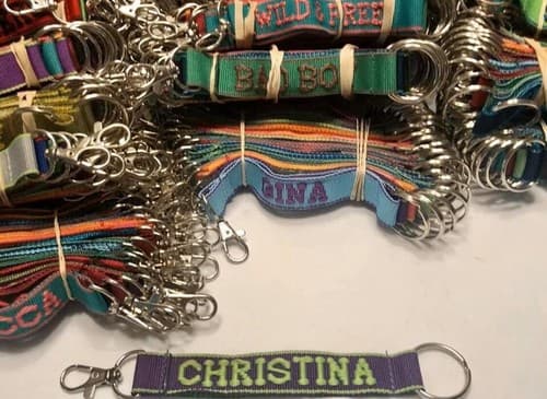 Personalized Embroidered Strap Key Rings Keychains with Attachment Clasp - Thumbnail 4