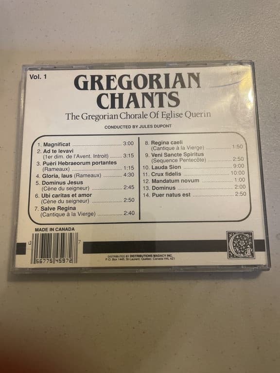 GREGORIAN CHANTS The Gregorian Chorale of EGLISE QUERIN Vol. 1 cd - Thumbnail 2