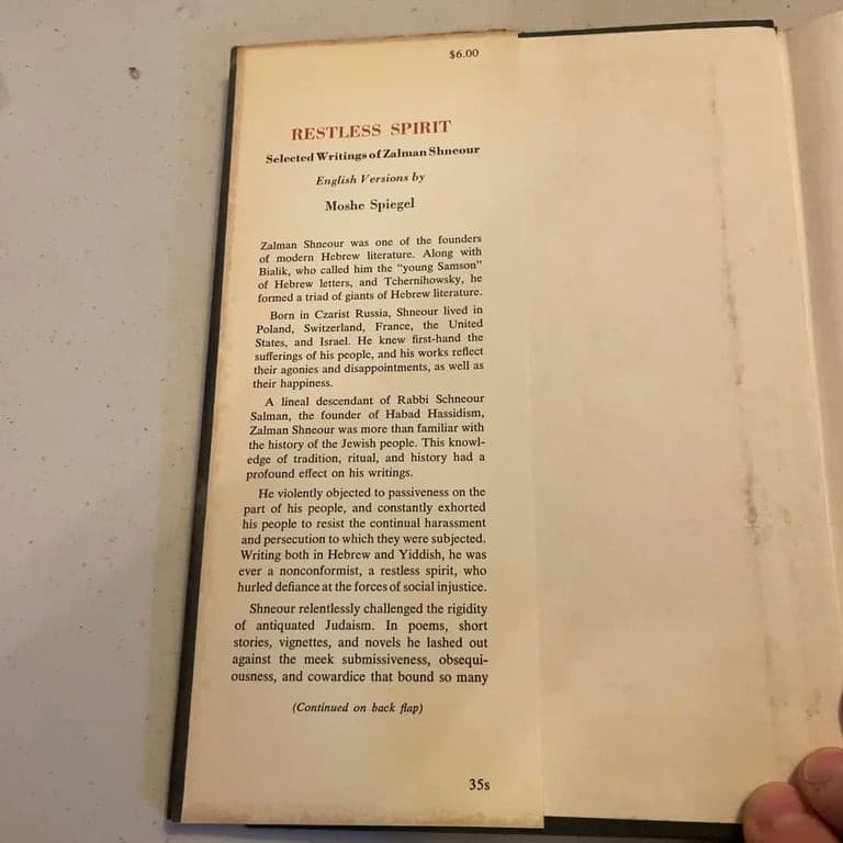 Restless spirit: Selected writings of Zalman Shneour: Shneour - Thumbnail 4