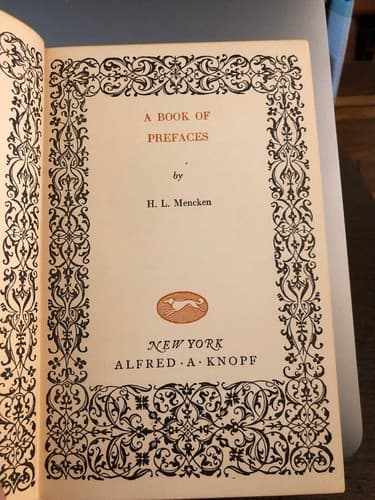 BOOK OF PREFACES H. L. Mencken CONRAD DREISER HUNEKER PURITANISM LITERARY FORCE - Thumbnail 2