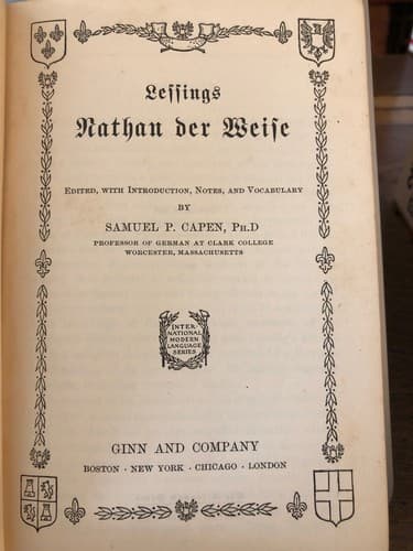 Lessing's Nathan der Weise / pub: 1914 ginn hc - Thumbnail 3