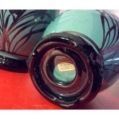 Art Nouveau Cambridge 1895-1920s Sterling silver overlay Teal glass Jardinieres - Thumbnail 5