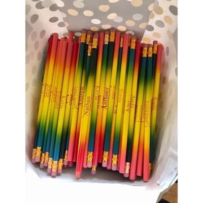 Personalized Rainbow Pencils Engraved Pencils Kids School Supplies Party Favors - Thumbnail 3