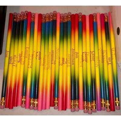 Personalized Rainbow Pencils Engraved Pencils Kids School Supplies Party Favors - Image 1