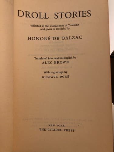 Droll Stories Balzac 1958 Citadel HC Illustrated By Gustavo Dore - Thumbnail 2