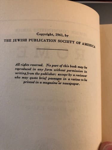 Rome Hermann Vogelstein, Translated from German by Moses Hadas 1941 hardcover - Thumbnail 4