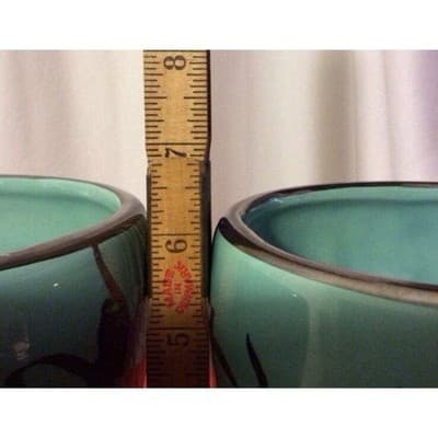 Art Nouveau Cambridge 1895-1920s Sterling silver overlay Teal glass Jardinieres - Thumbnail 7