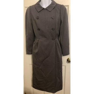 Chloe Double Breasted Wool Blend Midi Coat Gray Made in France Neiman Marcus - Image 1