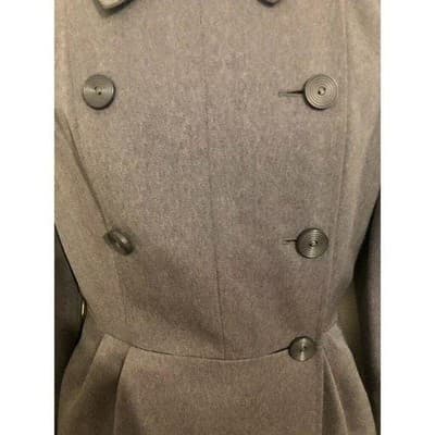 Chloe Double Breasted Wool Blend Midi Coat Gray Made in France Neiman Marcus - Thumbnail 3