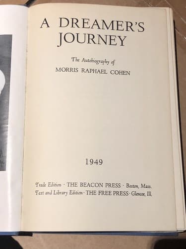 A dreamer's journey;: The autobiography of Morris Raphael Cohen - Image 1