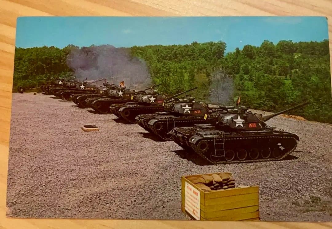 Tanks Firing at Steel Range Fort Knox KY US Army Training Center RPPC Postcard - Image 1