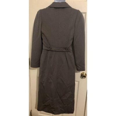 Chloe Double Breasted Wool Blend Midi Coat Gray Made in France Neiman Marcus - Thumbnail 2