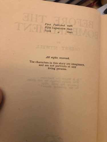 Before the bombardment O. Sitwell hardcover, 6th printing 1949 Duckworth London - Thumbnail 5