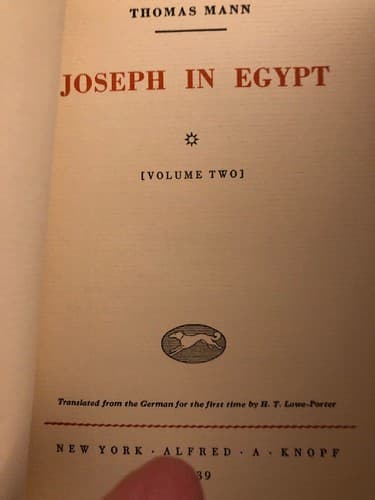 Joseph in Egypt [Two Volume Set] 1938 6th Printing HC Knopf - Thumbnail 4
