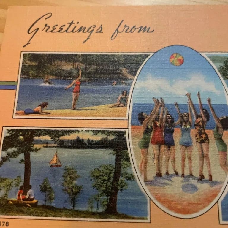 30s/40s views - GREETINGS water sports POSTCARD - Thumbnail 2