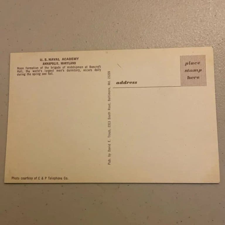 Vintage U. S. Naval Academy Annapolis Maryland Post Card - Thumbnail 4