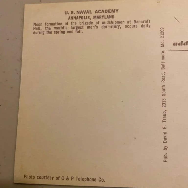 Vintage U. S. Naval Academy Annapolis Maryland Post Card - Thumbnail 5