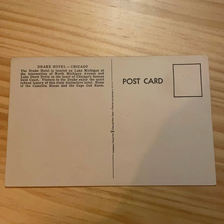 Vintage Drake Hotel Chicago Postcard - Thumbnail 2
