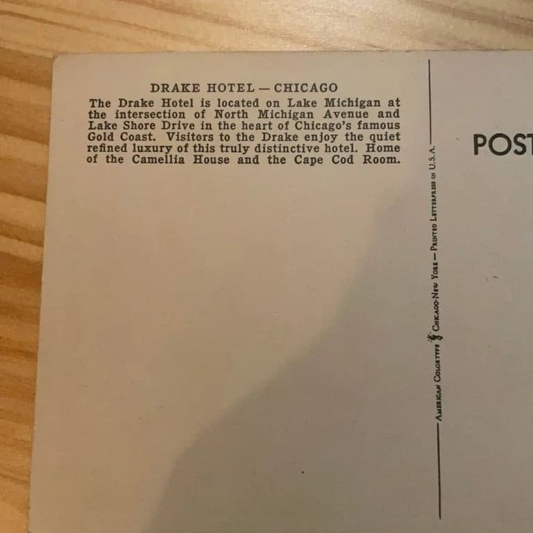 Vintage Drake Hotel Chicago Postcard - Thumbnail 3