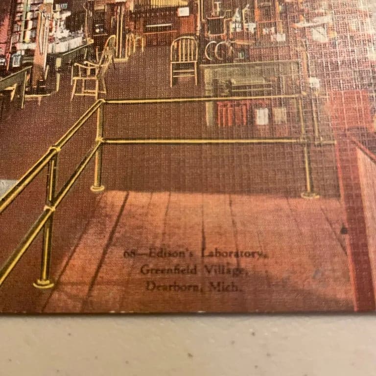 Postcard Thomas A Edison Laboratory Greenfield Village Dearborn MI Linen - Thumbnail 4