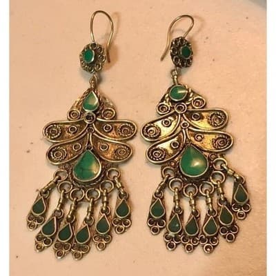 Boho Turquoise Chandelier Dangle Earrings - Image 1