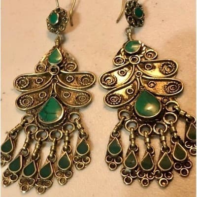 Boho Turquoise Chandelier Dangle Earrings - Thumbnail 2