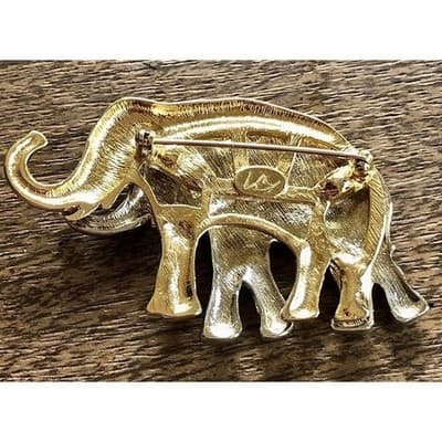 Two Tone Elephant Brooch Pin Gold Silver Metal Vintage Women Jewelry Accessory - Thumbnail 2