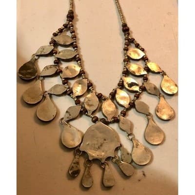 Bohemian Layered Statement Necklace Lapis Lazuli Stone Beads - Thumbnail 6