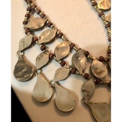 Bohemian Layered Statement Necklace Lapis Lazuli Stone Beads - Thumbnail 7