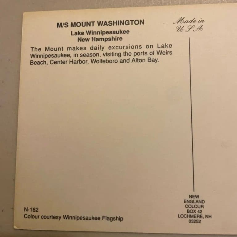 Lake Winnipesaukee Mount Washington New Hampshire Boat Weirs Beach VNG Postcard - Thumbnail 4