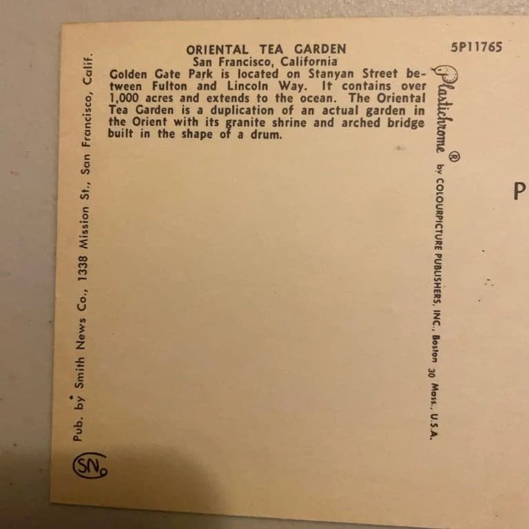 Vintage Oriental Tea Garden San Francisco Postcard - Thumbnail 3