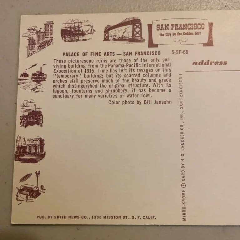 Vintage San Francisco Palace of Fine Arts Postcard - Thumbnail 4