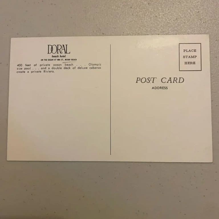 Vintage Doral Beach Hotel Postcard, Miami Beach - Thumbnail 2