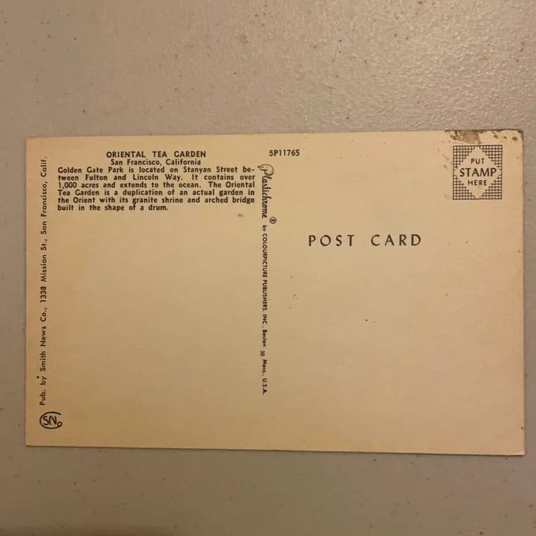 Vintage Oriental Tea Garden San Francisco Postcard - Thumbnail 2